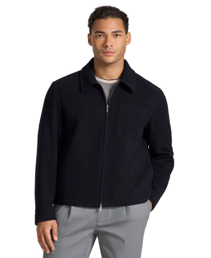 Men's Wool-Blend Zip-Front Point Collar Jacket