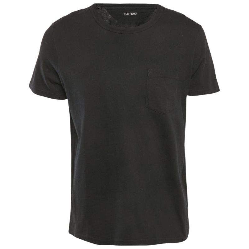 Men's Black Cotton Knit Crew Neck T-Shirt