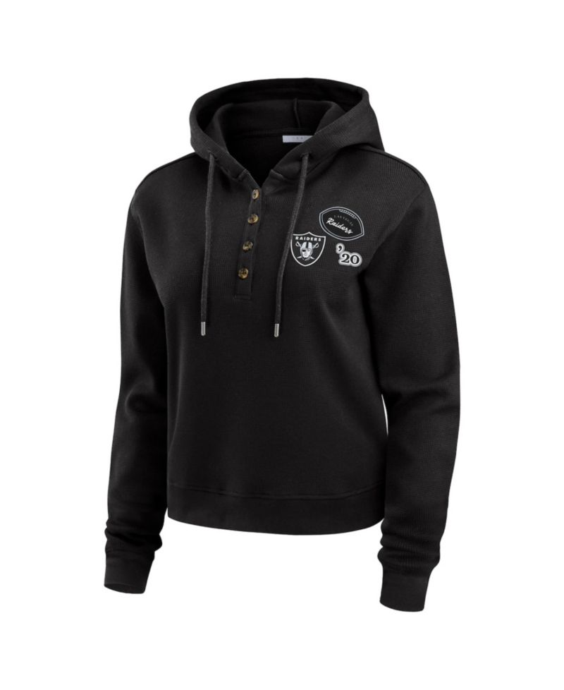 Women's Black Las Vegas Raiders Waffle Pullover Hoodie