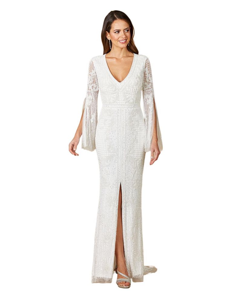 Women's Fallon Long Sleeve Beaded Wedding Gown