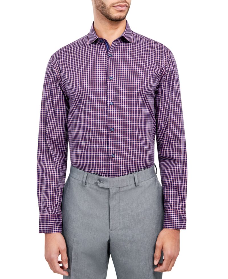 Micelsons of London Men's Regular-Fit Twill Check Dress Shirt