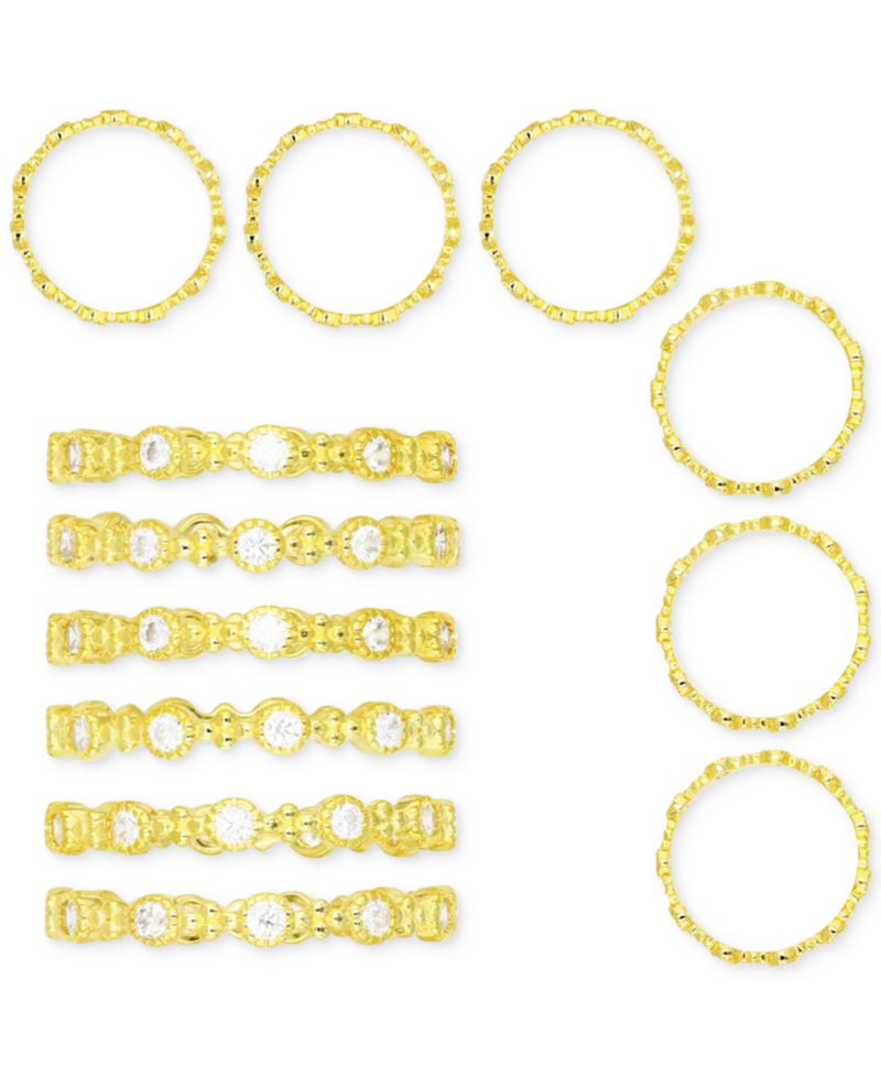 6-Pc. Set Cubic Zirconia Stack Rings in 14k Gold-Plated Sterling Silver
