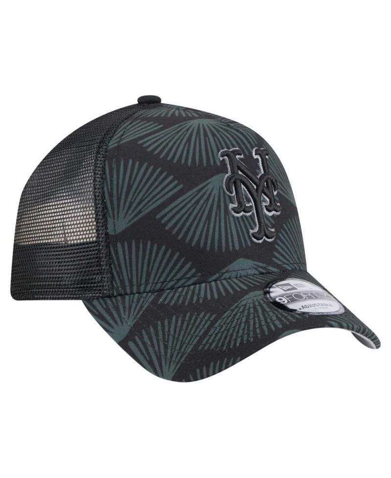Men's Black New York Mets 9FORTY A-Frame Trucker Adjustable Hat