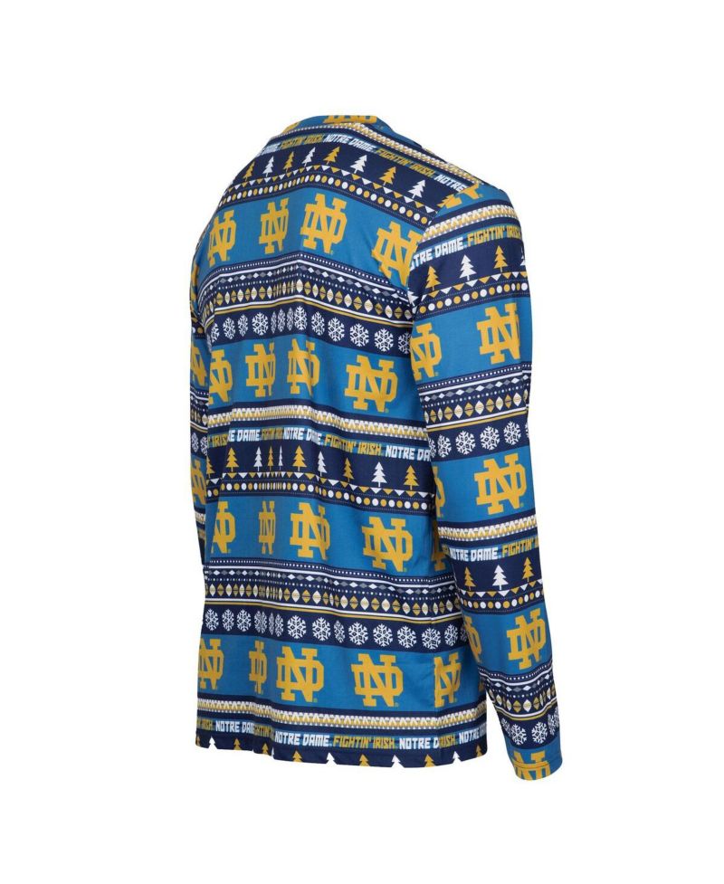 Men's Navy Notre Dame Fighting Irish Swivel Long Sleeve T-Shirt Pants Sleep Set