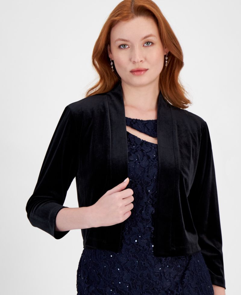 Women's Velvet 3/4-Sleeve Shrug Jacket