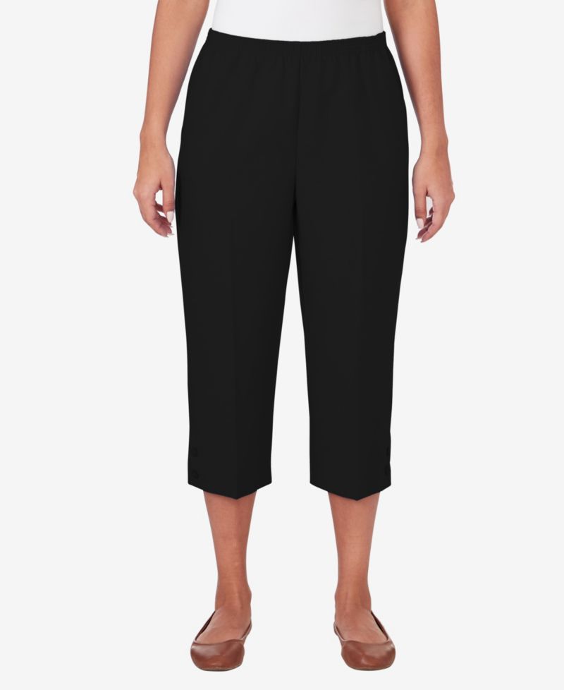 Petite Classic Button Hem Gathered Waistband Capri