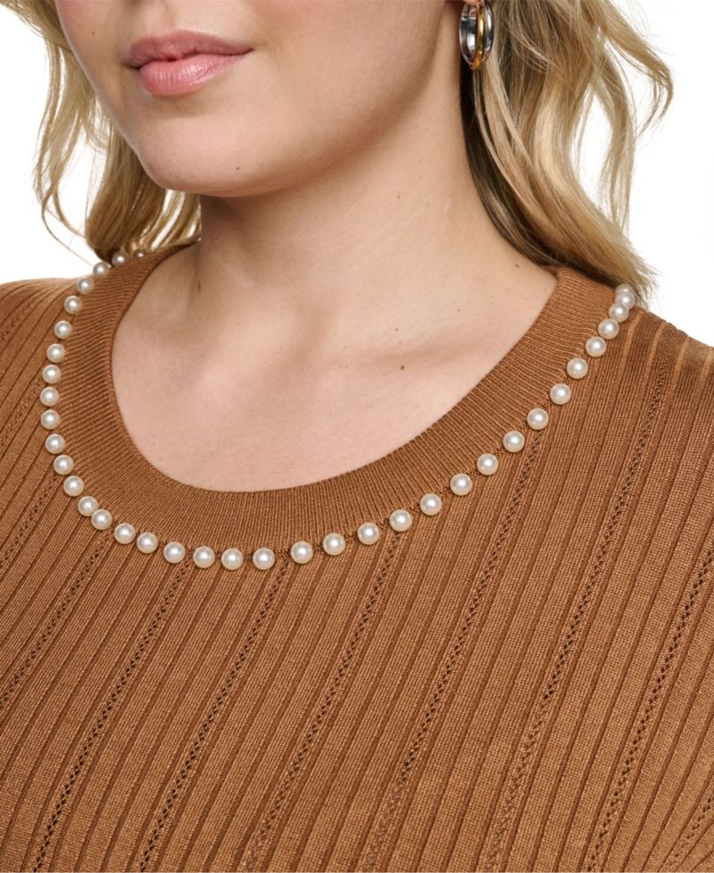 Plus Size Crewneck Short-Sleeve Knit Top