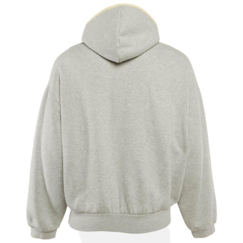 Men's Grey Logo Patch Cotton Hoodie