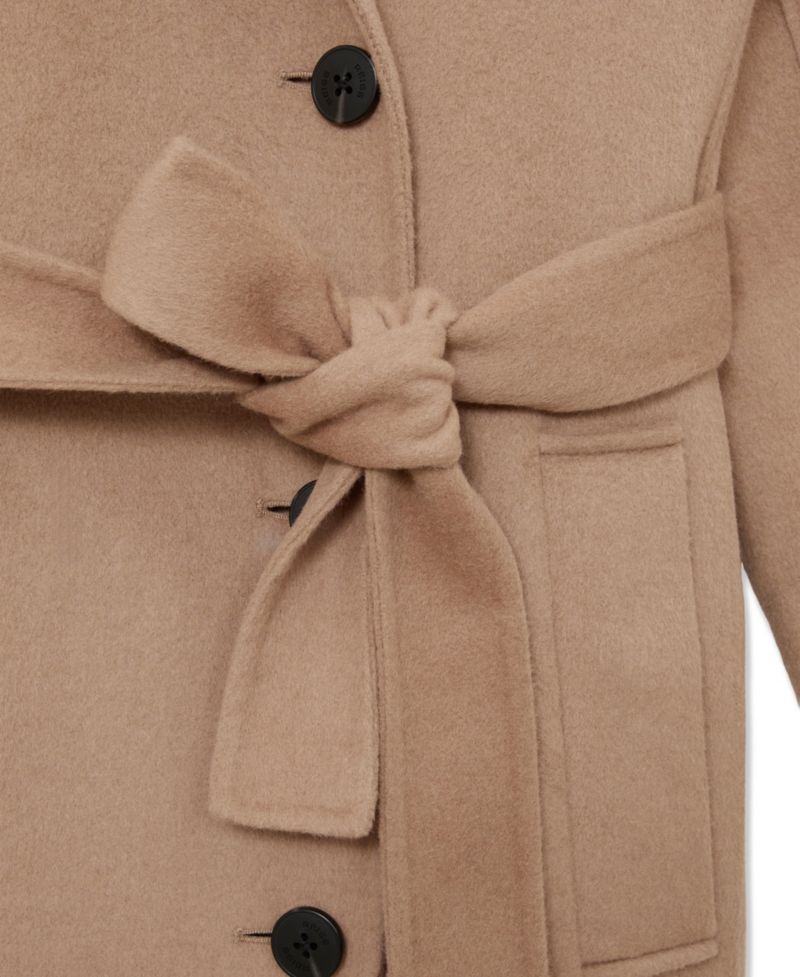 Petite Lucia Double-Breasted Long Wool-Blend Coat