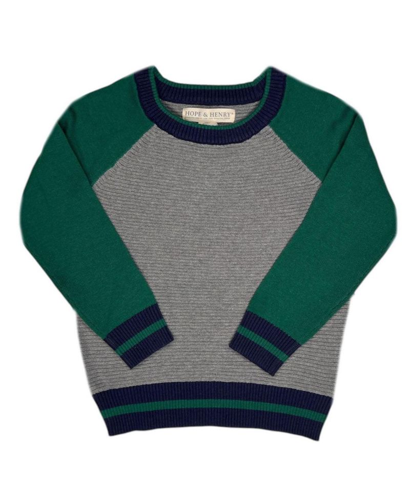 Little and Big Boys' XS - XL Organic Long Sleeve Raglan Sweater