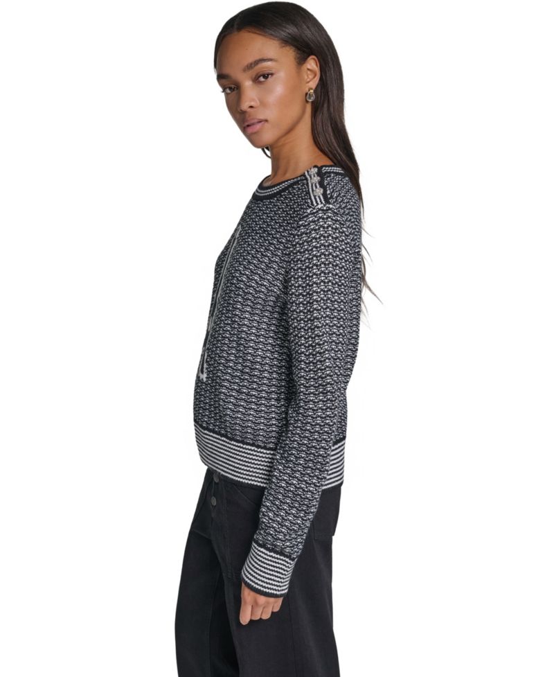 Women's Eiffel Tower-Graphic Crewneck Long-Sleeve Sweater