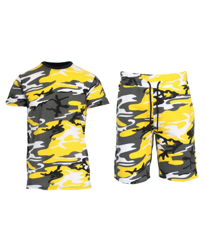 Men's Camo Short Sleeve T-shirt and Shorts, 2-Piece Set
