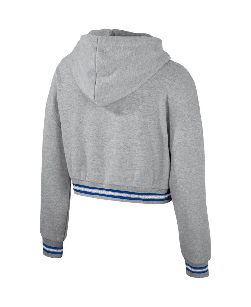 Women's Heather Gray Distressed Kentucky Wildcats Cropped Shimmer Pullover Hoodie