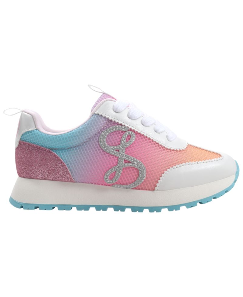 Girls' Rosa Wide Glitter Logo Lace-Up Sneakers