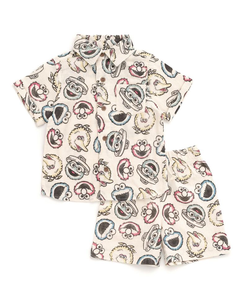 Boys Cotton Gauze Matching Family Short Overalls