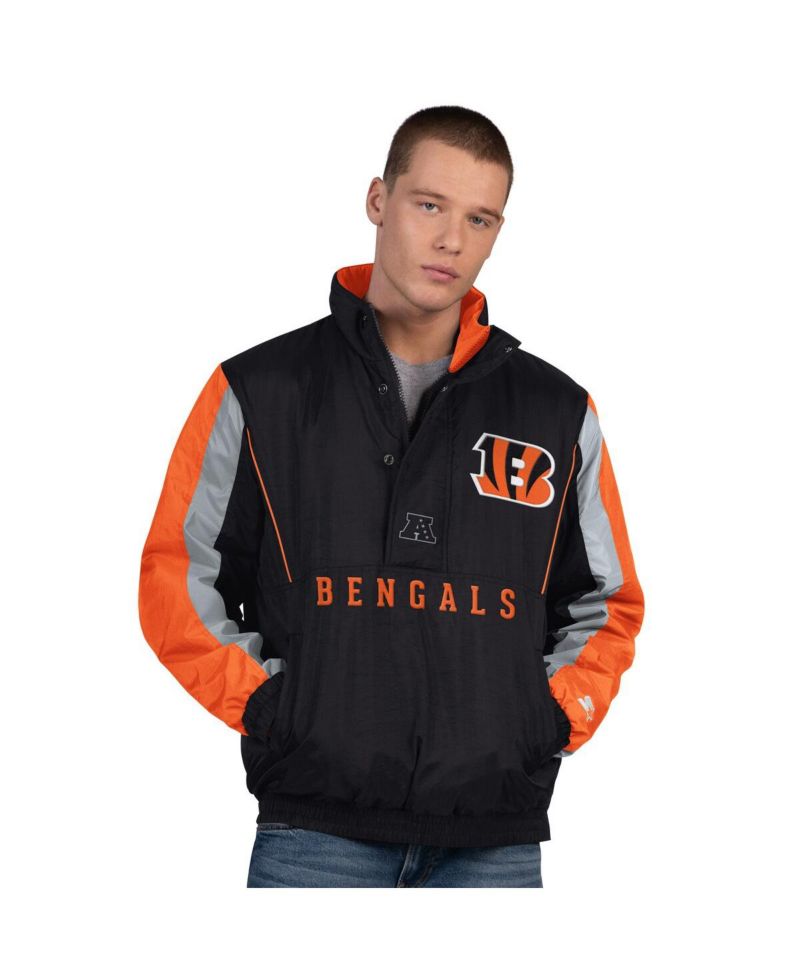 Men's Black Cincinnati Bengals Thursday Night Gridiron Half-Zip Jacket