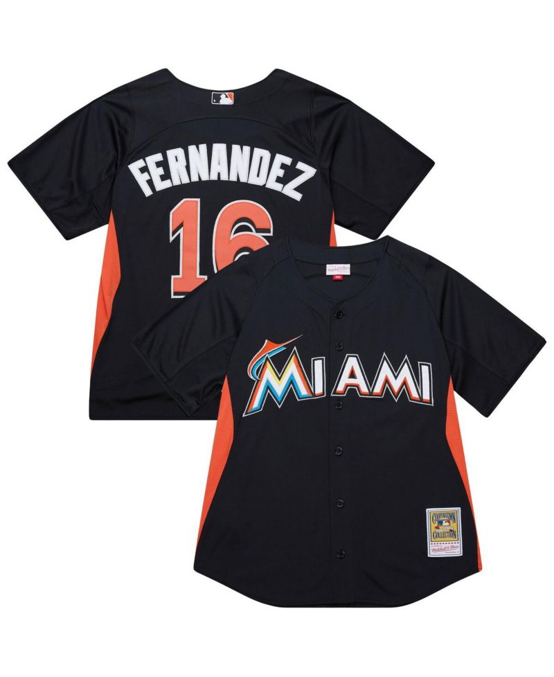 Men's Jose Fernandez Black Miami Marlins Authentic Batting Practice Jersey