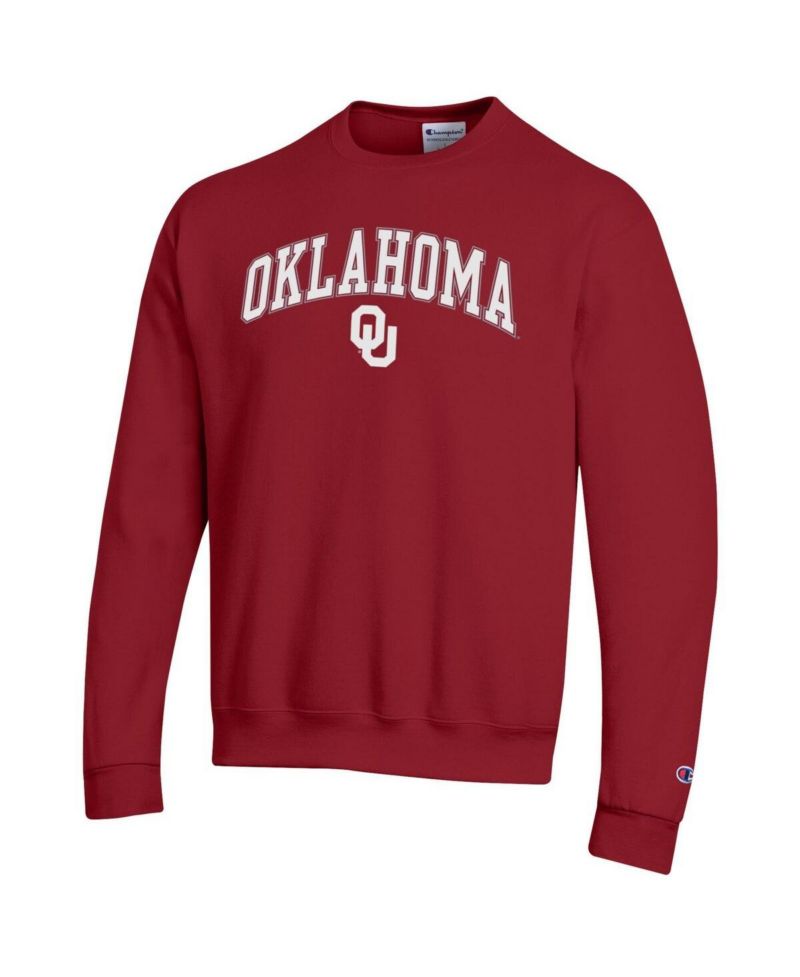 Men's Crimson Oklahoma Sooners Arch Over Logo Pullover Sweatshirt
