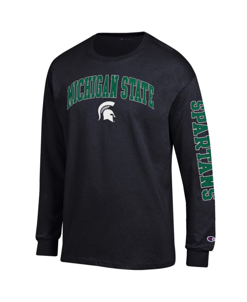 Men's Michigan State Spartans Arch Over Logo 2-Hit Screen print Long Sleeve T-Shirt