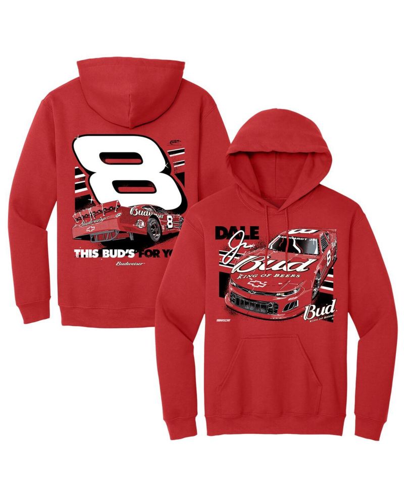Men's Red Dale Earnhardt Jr. Budweiser Car Pullover Hoodie