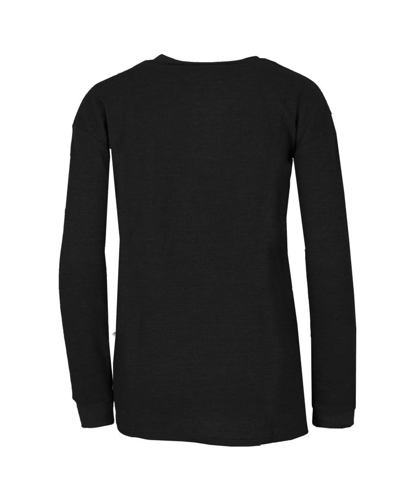Women's Oversize Loose Fitting Waffle-Knit Henley Thermal Sweater