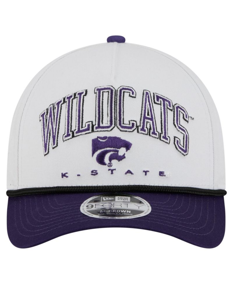 Men's White/Purple Kansas State Wildcats Arch Two-Tone Rope 9FORTY A-Frame M-Crown Adjustable Hat