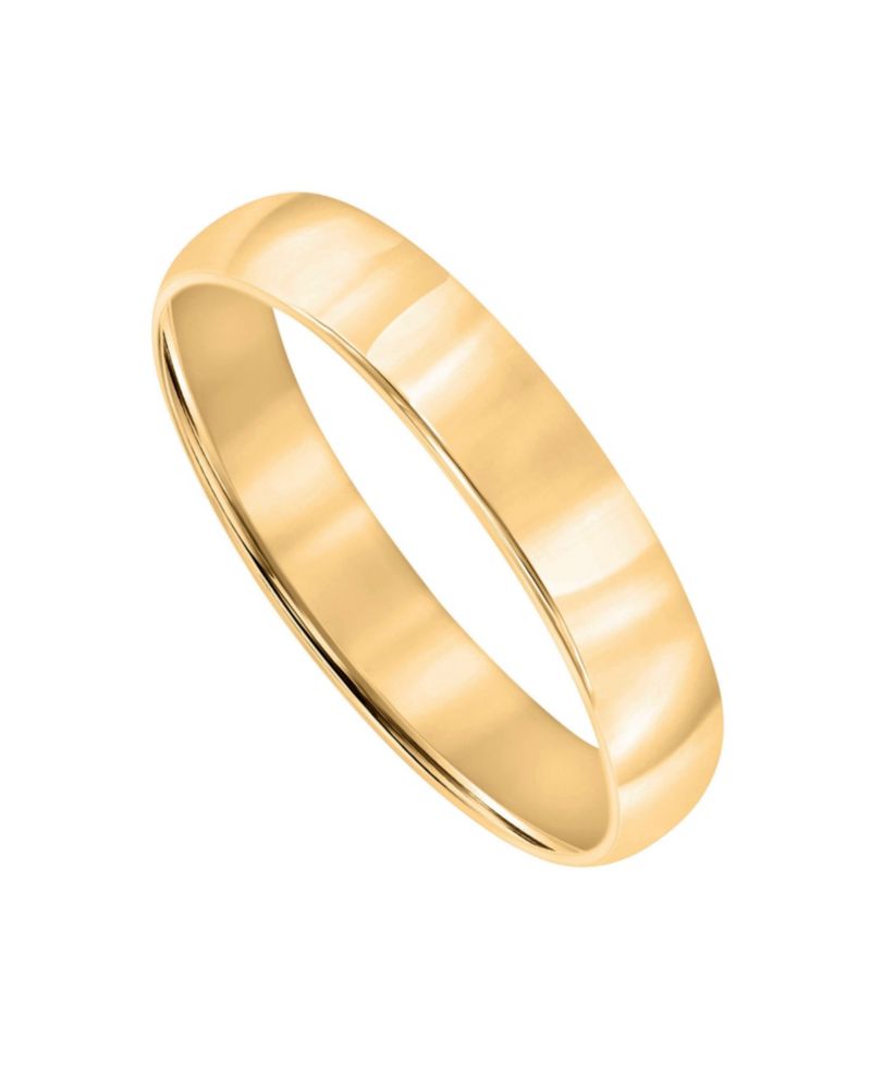 Men's 4mm Low Dome Wedding Band Ring in 10k Gold or 10k White Gold
