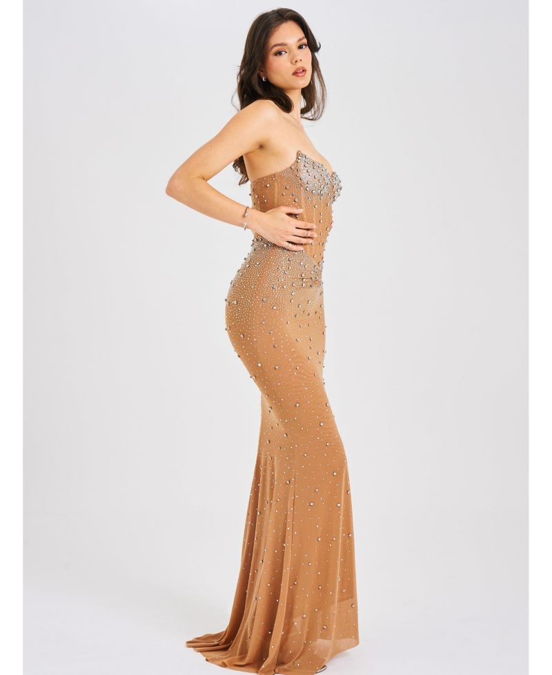 Women's Fatima Crystal Sleeveless Corset Mermaid Maxi Dress