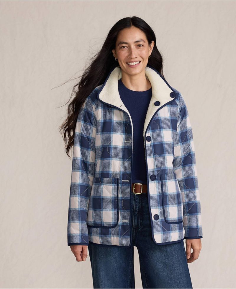 Women's High Pile Fleece Reversible Mixed Media Long Jacket