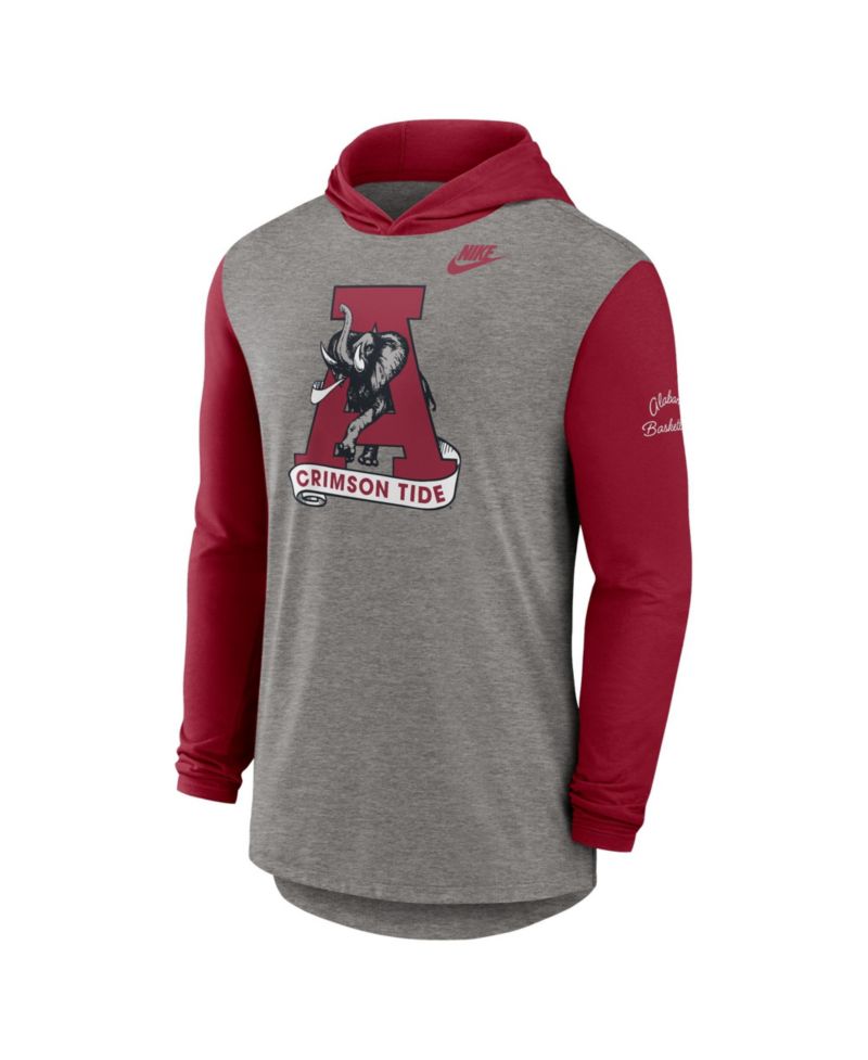 Men's Heather Gray/Crimson Alabama Crimson Tide Campus Legacy Tri-Blend Long Sleeve Hooded T-Shirt