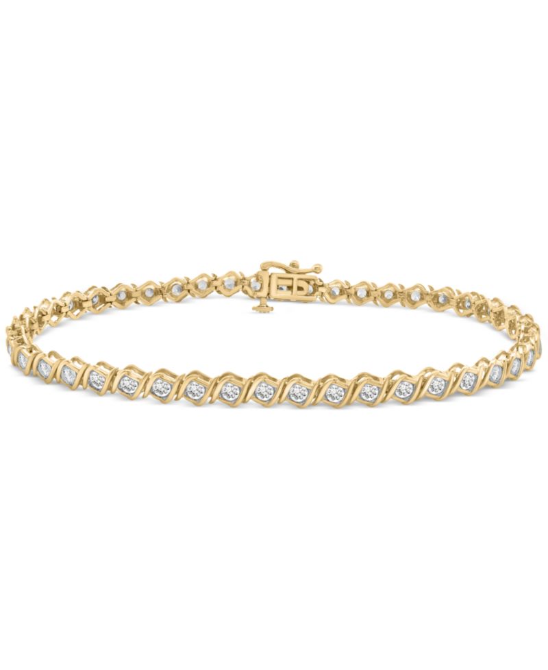 Diamond Swirl Link Tennis Bracelet (2 ct. t.w.) in 10k Gold