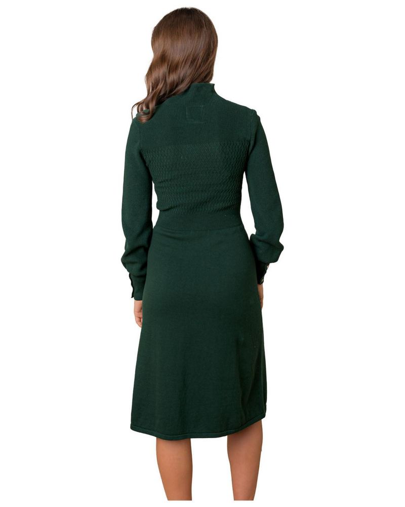 Women's Hope and Henry Organic Mock Neck Bodice Stitch Sweater Dress