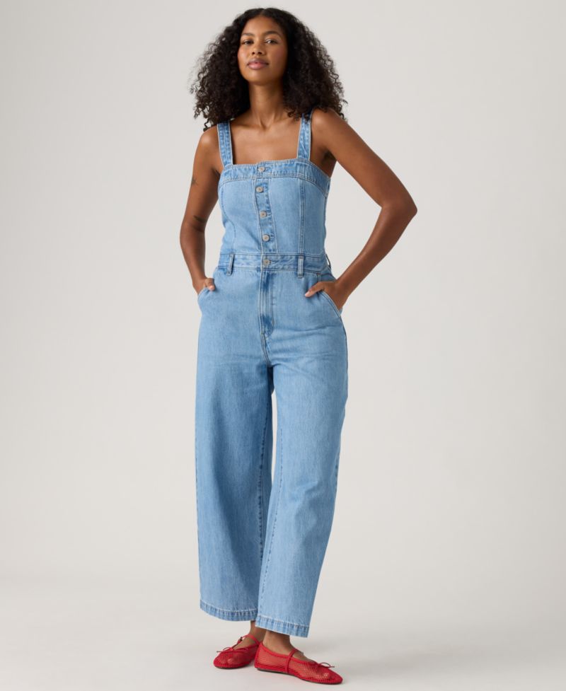 Women's Drea Square Neck Button-Front Jumpsuit