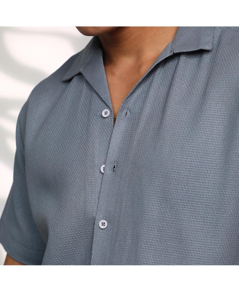 Men's Cloud Grey Solid Resort Shirt