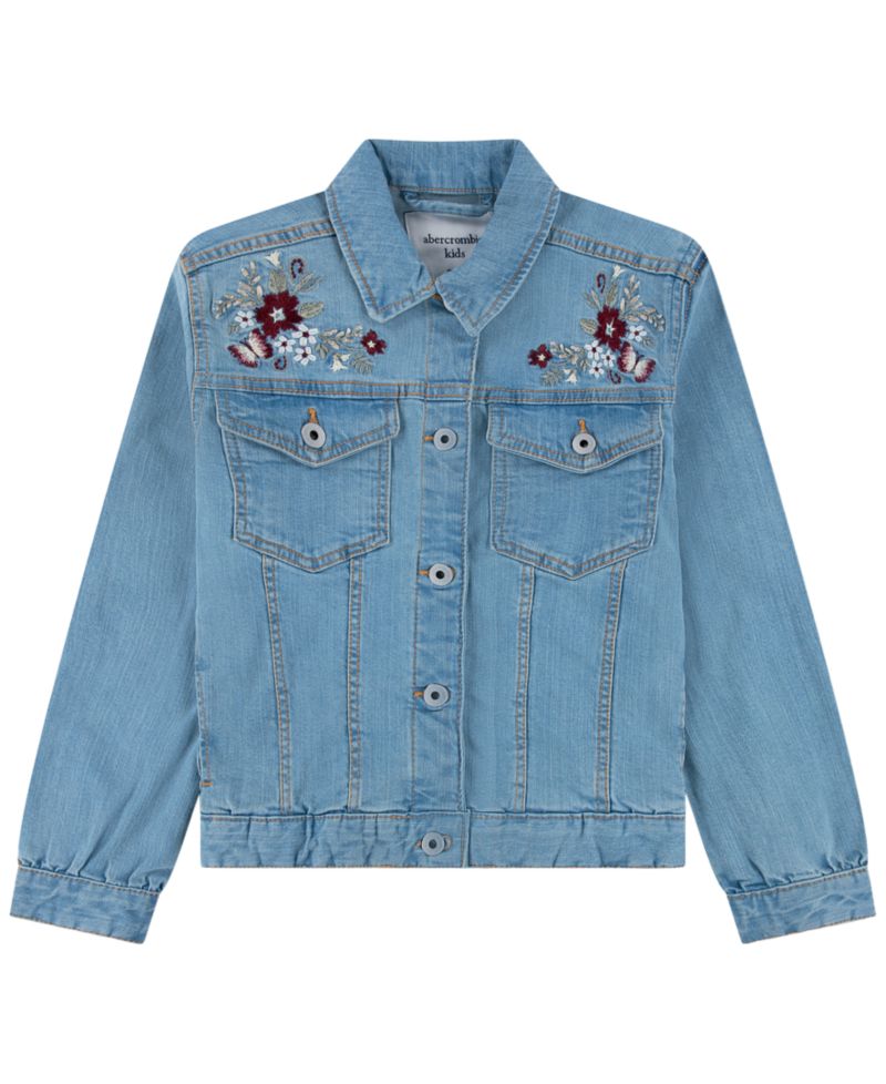 Girls' 5-16 Embroidered Denim Jacket