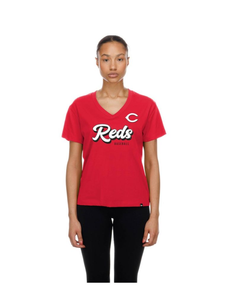 Women's Cincinnati Reds V-Neck Short-Sleeve T-Shirt