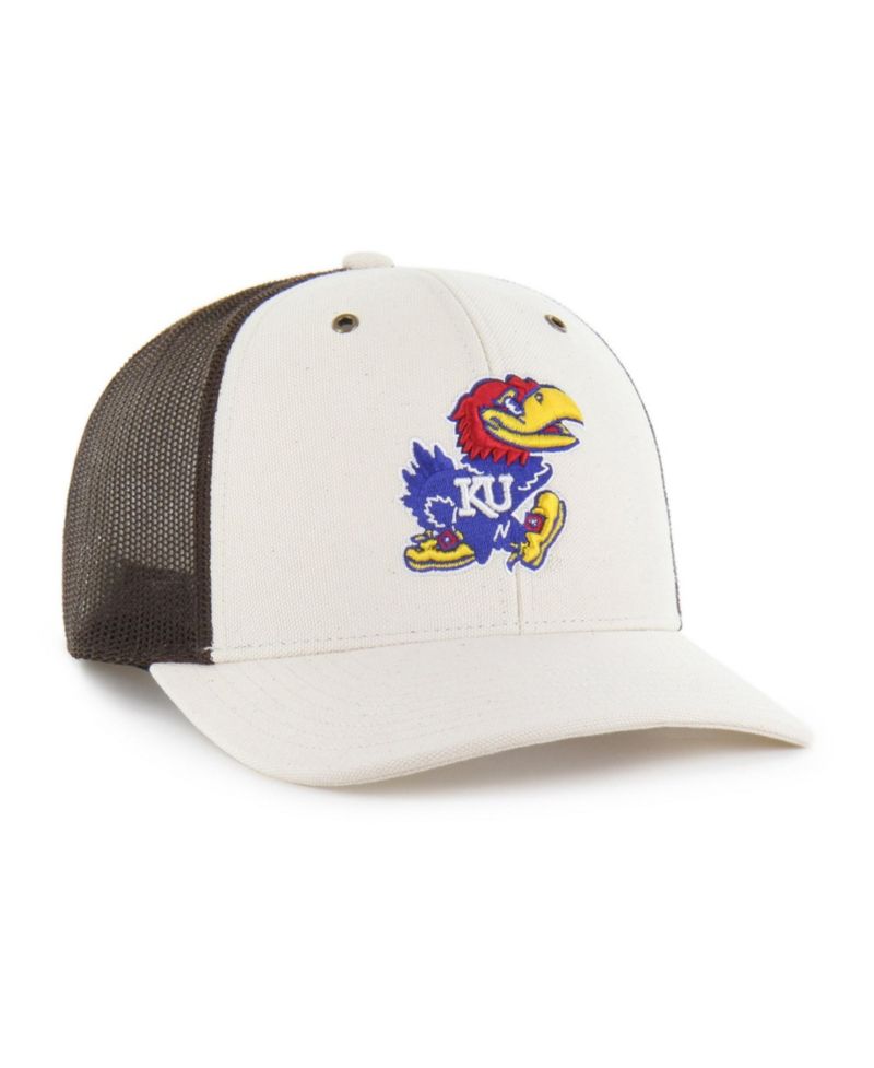 Men's Natural/Brown Kansas Jayhawks Undyed Trucker Adjustable Hat