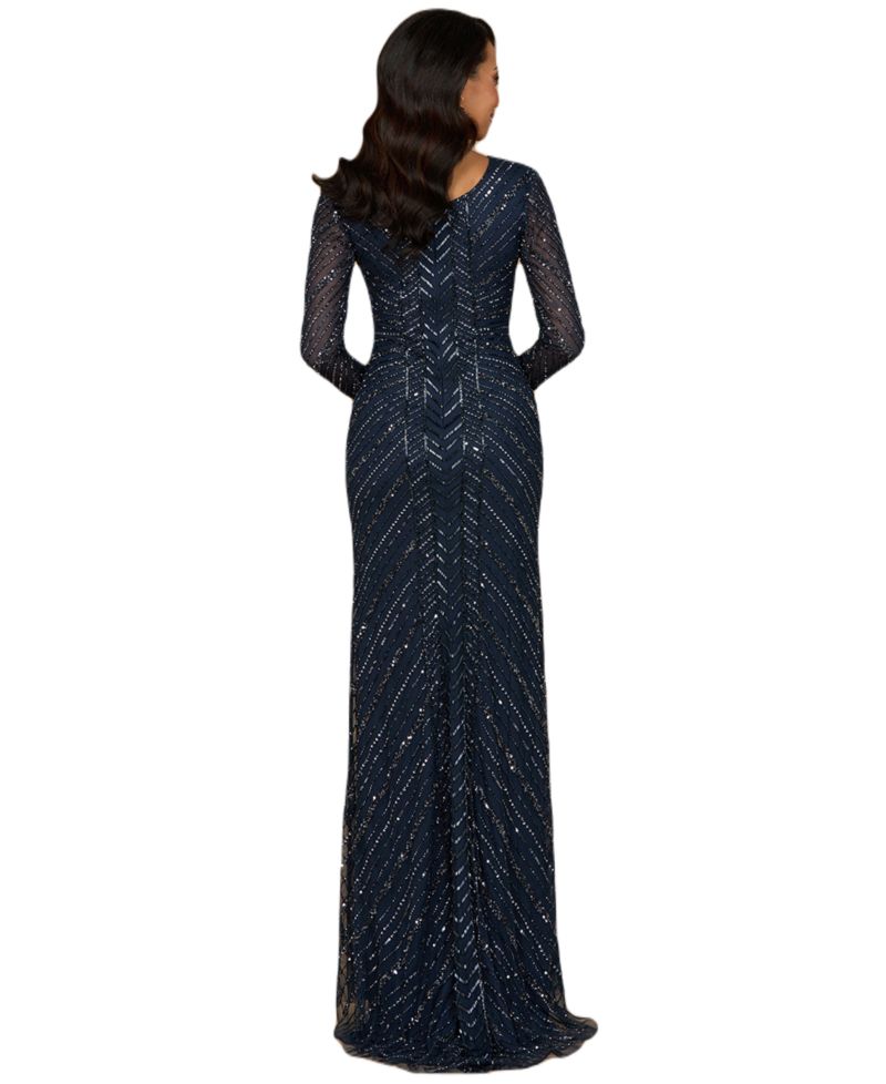 Women's Long Sleeve Beaded Gown