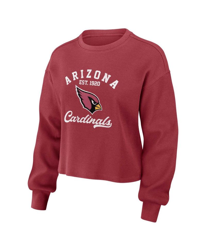 Women's Cardinal Arizona Cardinals Waffle Knit Long Sleeve T-Shirt & Shorts Lounge Set