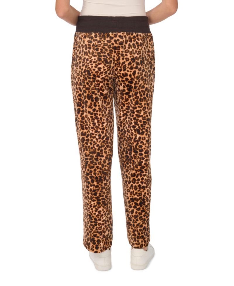 Women's Leopard-Print Velvet Straight Pants