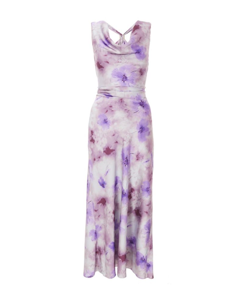 Women's Satin Cowl Neck Midaxi Dress