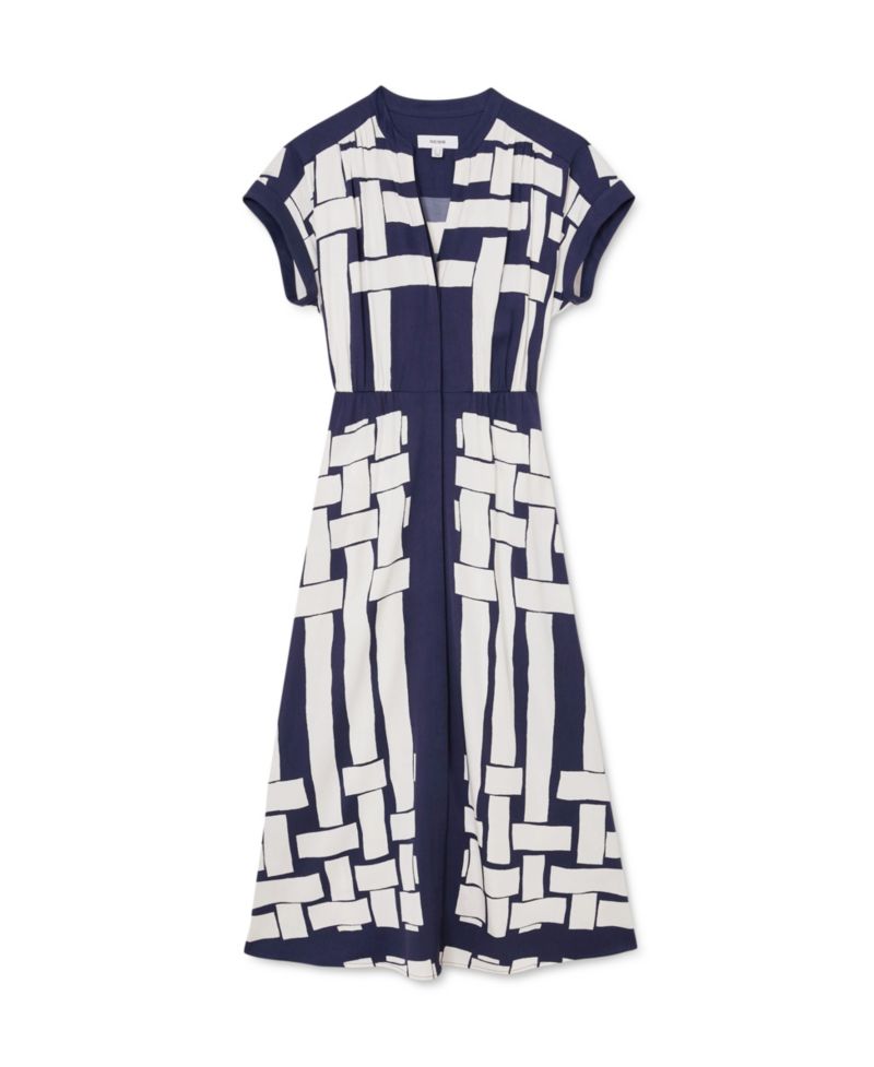 Women's Samira A-Line Short-Sleeve Scarf-Print Midi Dress