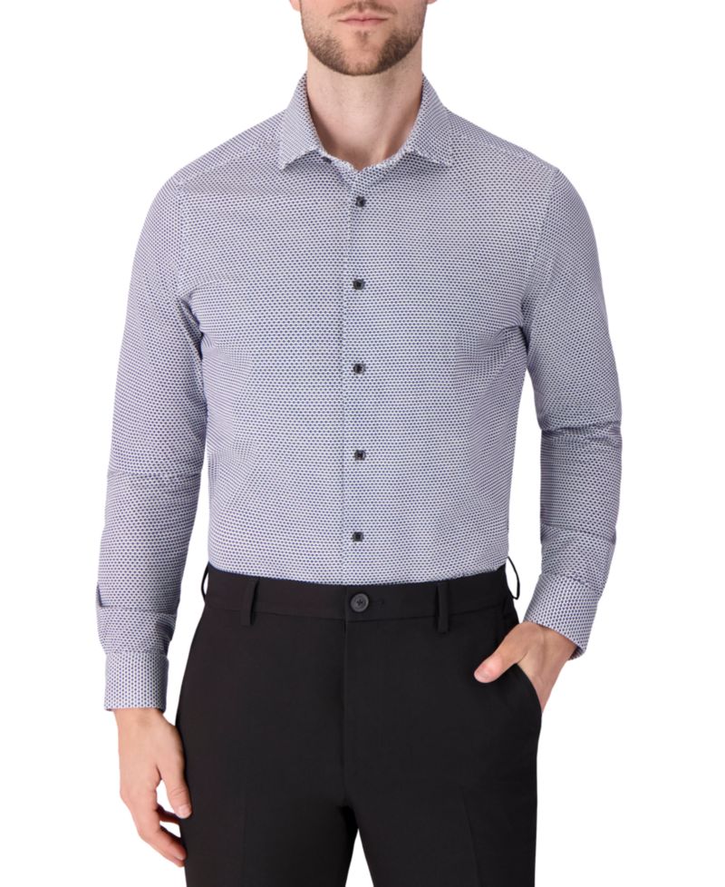 Men's Geometric Print Long-Sleeve Dress Shirt