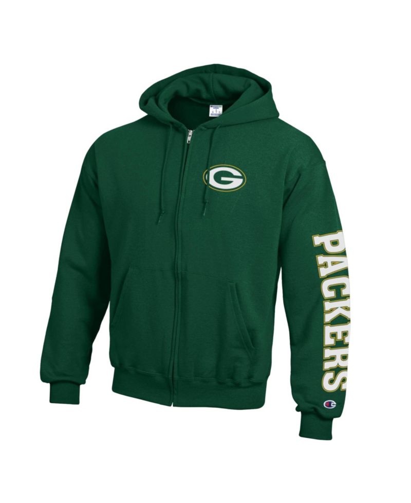 Men's Green Green Bay Packers Powerblend Fleece Full-Zip Hoodie