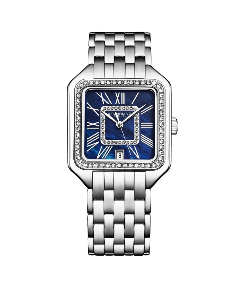 Valencia 4067 Women s Quartz Watch, 32mm Square Crystal Bezel, Stainless Steel Bracelet