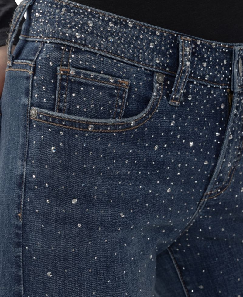 Women's Suki Straight Rhinestone Mid-Rise Jeans