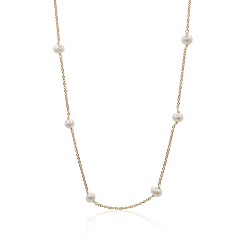 Gold Filled Dainty Chain With 4mm Freshwater Pearls Necklace