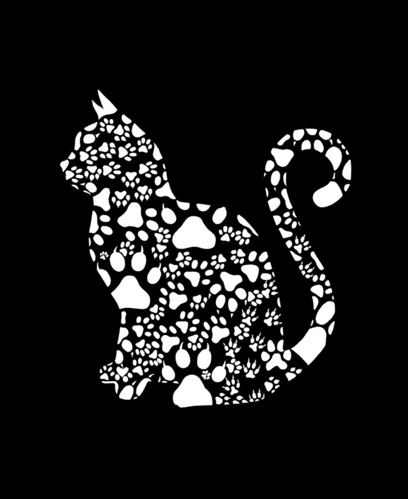 Men's Cat Silhouette Heart Pattern Word Art Graphic Tank Top