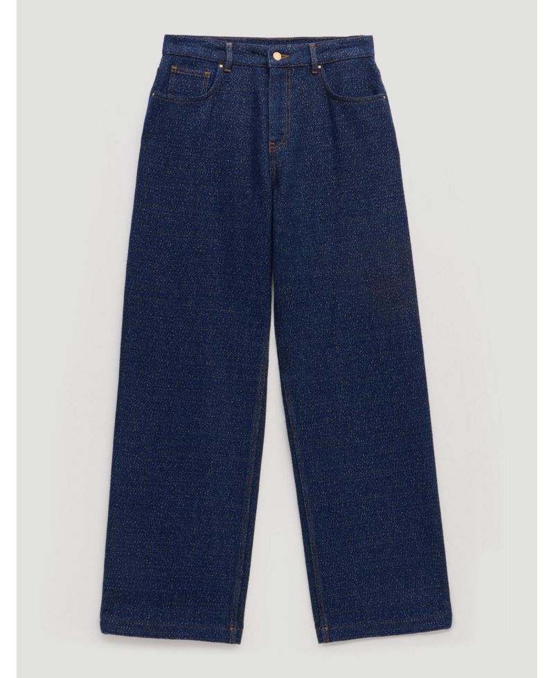 Women's Romy High-Waisted Wide-Leg Lurex Cotton-Blend Jeans