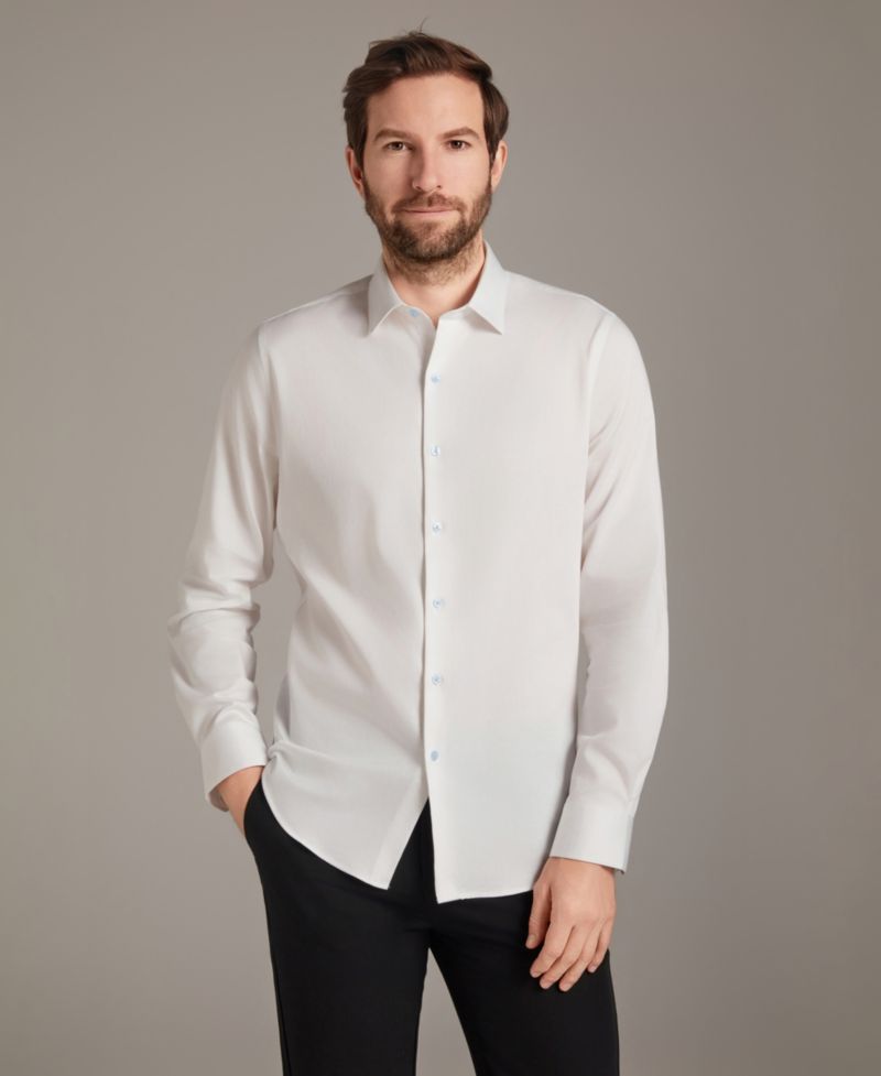 Men's Sateen Solid Contrast Buttons Dress Shirt